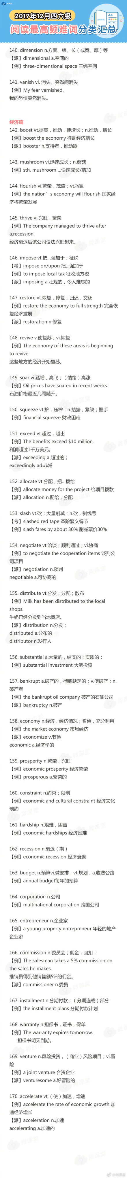 干貨：四六級(jí)閱讀最高頻難詞分類(lèi)匯總