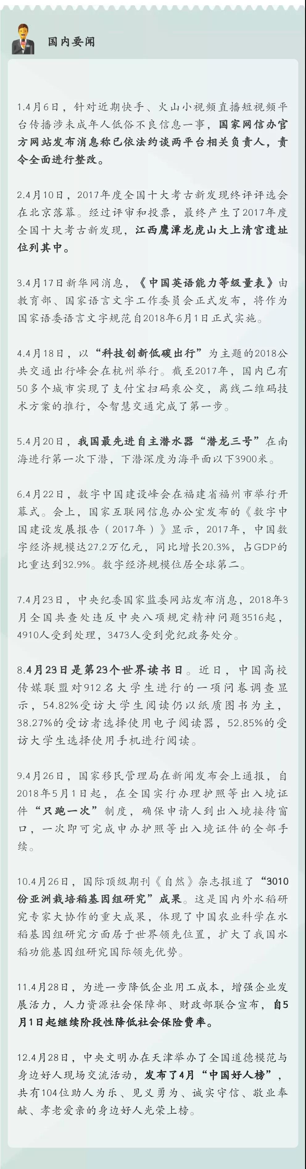 中考時事政治必考!2018國內(nèi)外大事記
